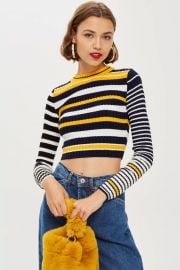 Stripe Cropped Jumper at Topshop